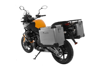 ZEGA Pro aluminium pannier system 45/45 liter with steel rack black for Kawasaki Versys 650 (2010-2014)