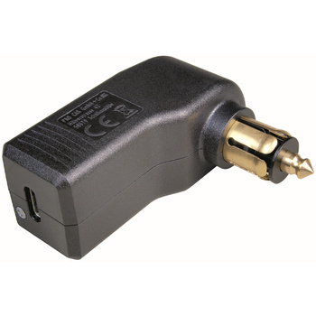 Angled USB-C standard plug, 12-24V / 5V, max. 3A for motorcycle socket