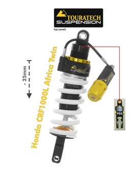 Touratech Suspension lowering shock (-25 mm) for Honda CRF1000L Africa Twin from 2018 Type Explore HP/PDS