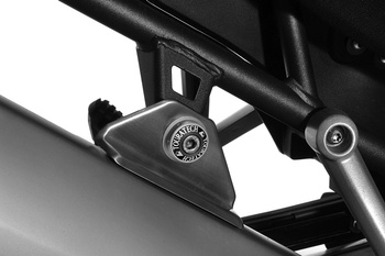 Cover for rear silencer mount, black anodised, for Triumph Tiger 800/ 800XC/ 800XCx/ Explorer