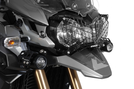 Osłona reflektora ze stali nierdzewnej, czarna, mocowanie na szybkozłączkach do Triumph Tiger 800/ 800XC/ 800XCx oraz Tiger Explorer *OFFROAD USE ONLY