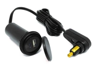 USB tank bag cable with twin charger (USB-A and USB-C) and right angle DIN connector