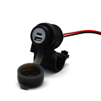 Duo USB A + C socket motorcycle 12-24 V with Quick Charge for 21-25 mm handlebars